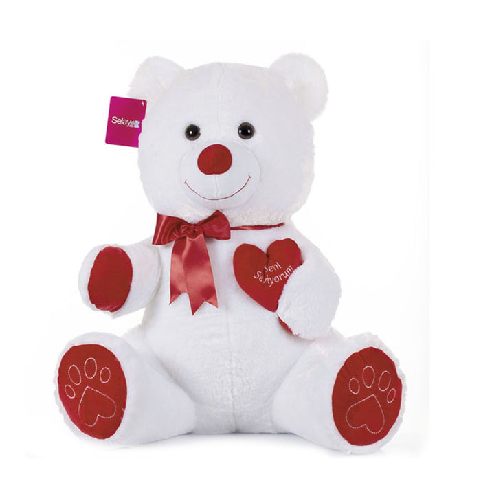 1045B Selay, Tıkıl Ayı 65 cm Beyaz - Toyz Show - 