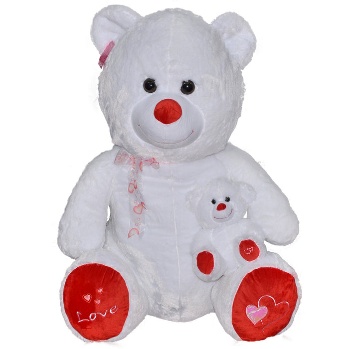 1085B Selay, Yavrulu Ayı 100 cm Beyaz - Toyz Show - 