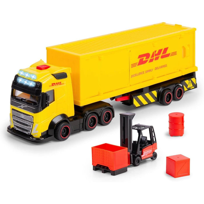 203747018 Dickie DHL Truck free wheel Volvo FH16 Truck light sound interior, - Toyz Show - 