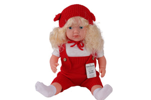5214 60 CM TRİKOLU TULUMLU SAÇLI BÜYÜK BEBEK - Toyz Show