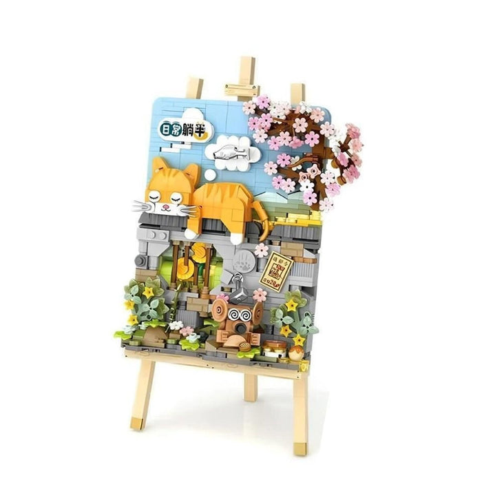 LZ1386 LOZ  YATAN KEDİ AHŞAP BOYAMA   BLOCK OYUNCAK 787 PARÇA - Toyz Show - 