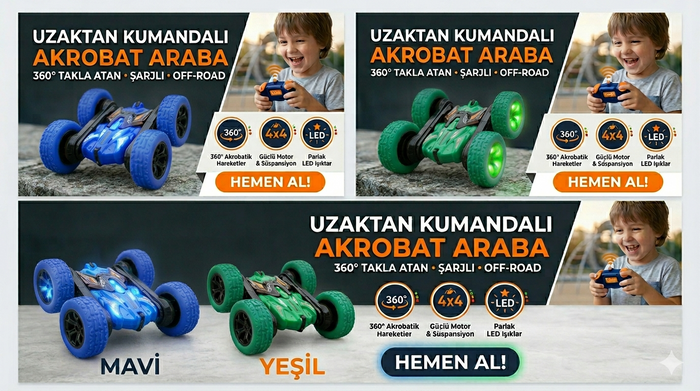 Uzaktan Kumandalı Akrobat Araba 360° Takla Atan Şarjlı Off-Road - Toyz Show - 