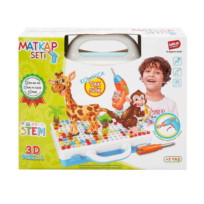URT014-001 Birlik, 3D Eğitici Matkap Seti Hayvanlar Özel Fiyatlı Ürün - Toyz Show - 