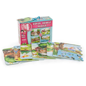 3222 ÇİFTLİK SÜPER RENKLİ PUZZLE 4LÜ - Toyz Show