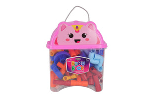 HC1044 HAYVAN FİGÜRÜ KAPAKLI KAPTA 72 PARÇA BORU BLOK - Toyz Show