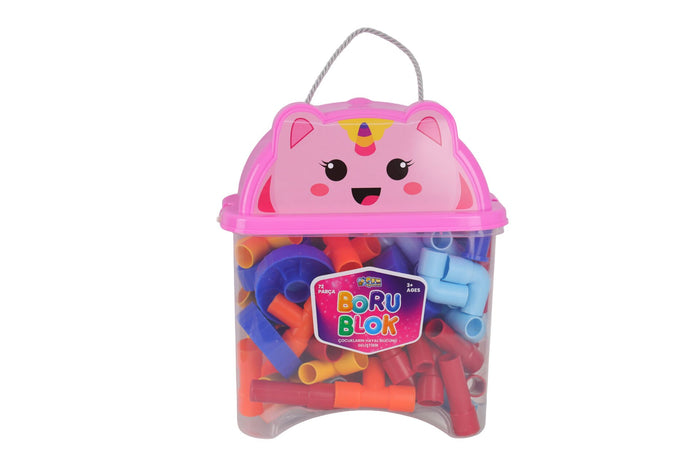 HC1044 HAYVAN FİGÜRÜ KAPAKLI KAPTA 72 PARÇA BORU BLOK - Toyz Show - 