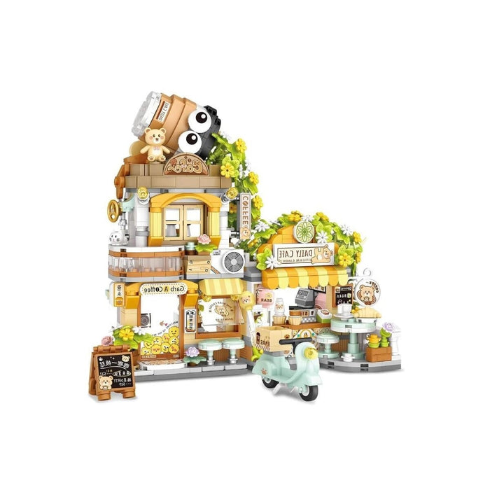 LZ-1382 LOZ KÜÇÜK AYI KAFE ÇİÇEKÇİ PONDA ÇAY EVİ 1077 PARÇA BLOCK OYUNCAK - Toyz Show - 