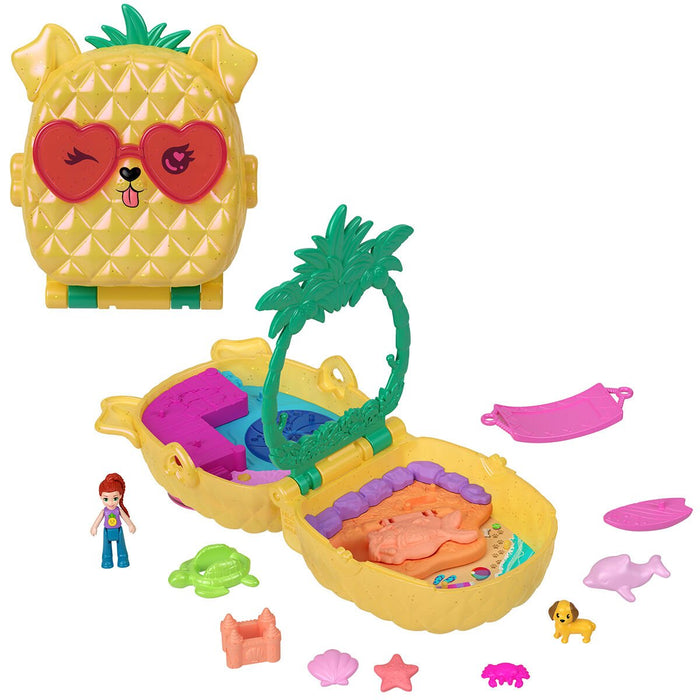 JFV00 Polly Pocket Ananas Köpekçik Plajı Mini Oyun Seti - Toyz Show - 