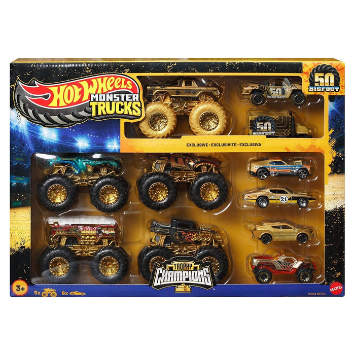 JDW07 Hot Wheels Monster Trucks Bigfoot Trophy Şampiyonları Araba ve Kamyon Çokl - Toyz Show - 