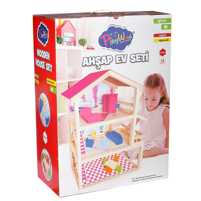 ONY-398 Büyük Ahşap Ev Seti -Onyıl Oyuncak - Toyz Show - 