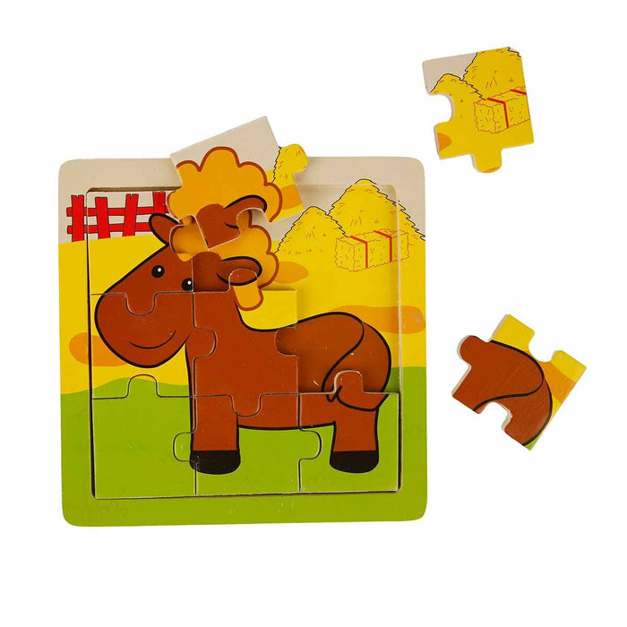 S00002907 WOODEN PUZZLE ANIMALS 9 PCS 3 AST - Toyz Show - 