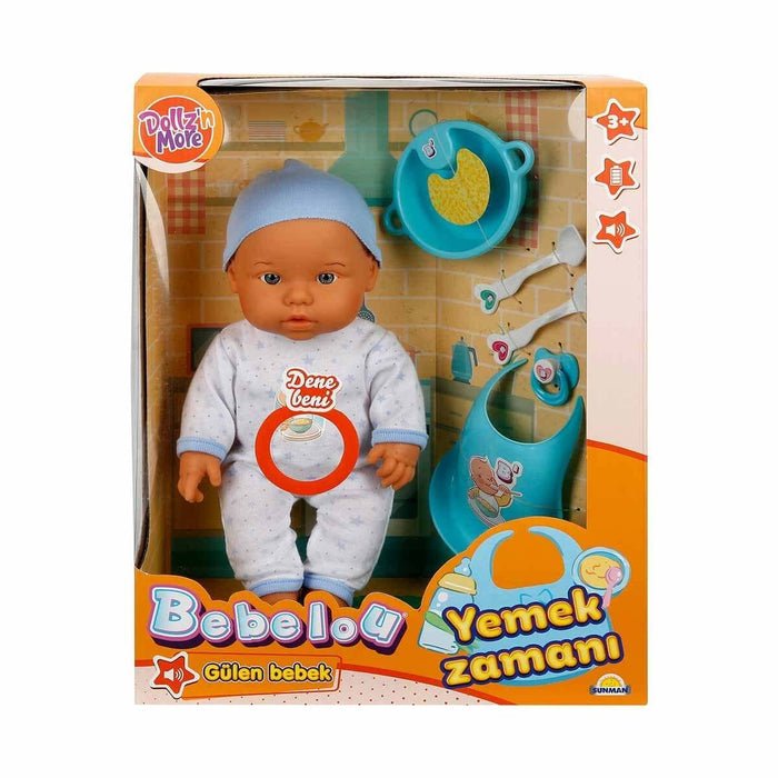 030021 Sunman, Bebelou Yemek Zamanı Sesli Bebek Seti 35 cm / +3 yaş - Toyz Show - 