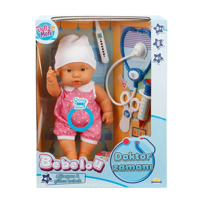 30111 Bebelou Doktor Zamanı Sesli Bebek Seti 35 cm -Sunman(Ürün oyuncaktır) - Toyz Show - 