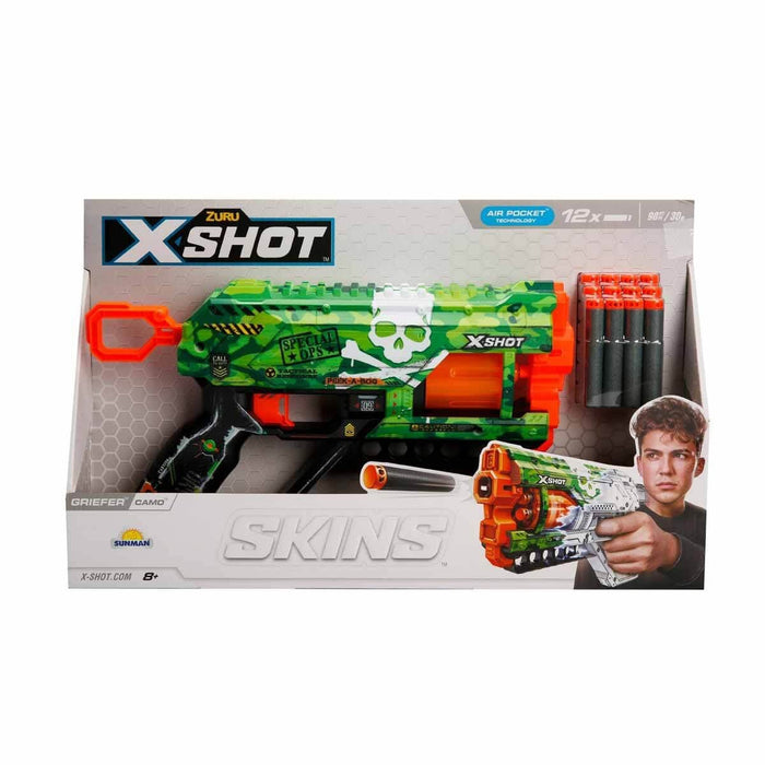 36561 X-Shot Skins Griefer 12 Mermili Sünger Dart Atan Silah 32 cm - Toyz Show - 