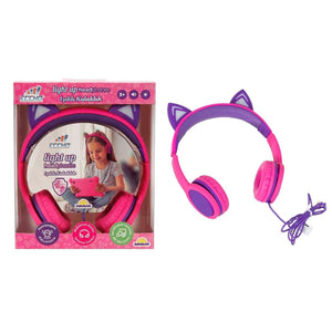 S00091067 -SUN-GLE-ECH-KULAKLIK KABLOLU KEDİ ŞKL.IŞIKLI PEMBE-MOR - Toyz Show
