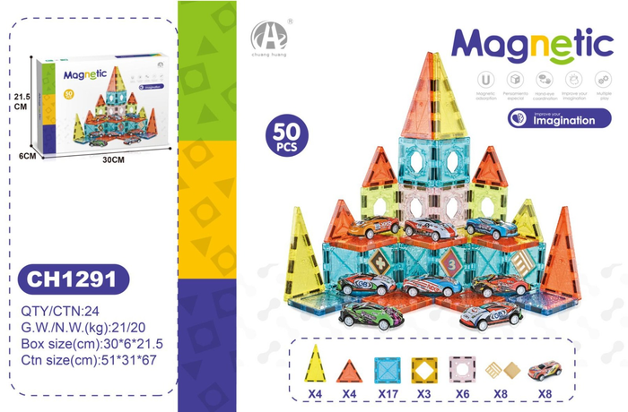 Manyetik Bloklar 50 Parça 5x5cm - Toyz Show - 