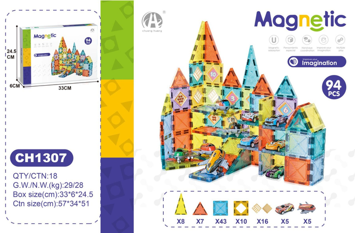 03-CH1307 5,5 CM MANYETİK BLOKLAR 94 PCS - Toyz Show - 