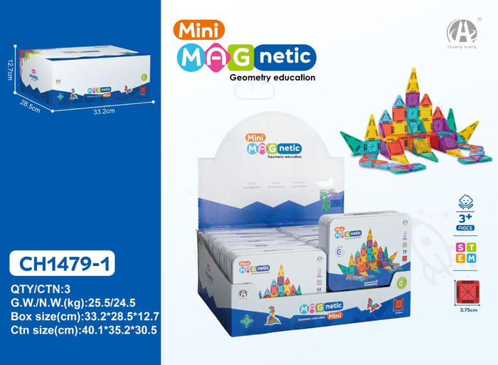 CH1479-1 3.75CM  Mini Magnetic Blok Metal Kutu  78 PCS - Toyz Show - 