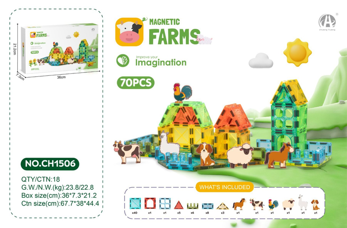 CH1506 5.5CM Magnetic Blok  70 PCS - Toyz Show - 
