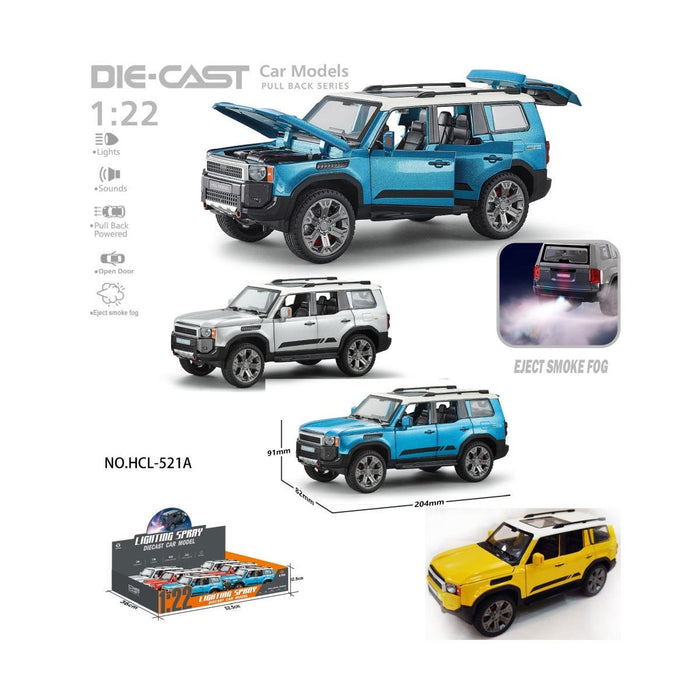 HCL-521A Çek Bırak 1:22 Sesli Ve Işıklı Buharlı Metal Jeep - Toyz Show - 