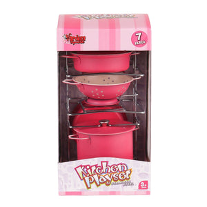 ATF-683G-6 Raflı Pembe Emaye Tencere Tava Seti 7 Parça -Vardem - Toyz Show
